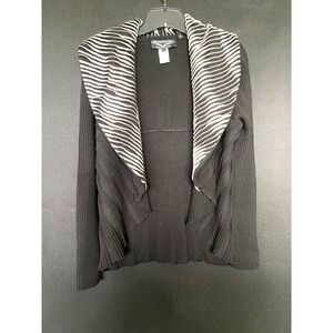 Angel By Sabri Ozelm Womens Sweater Medium Black Striped Made Italy Cardigan‎